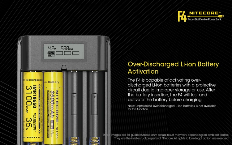 NITECORE F4 FlexBank 2 в 1 Внешний внешний аккумулятор 4Bay USB зарядное устройство Внешний дорожный адаптер питания умный литий-ионный IMR 18650 аккумулятор