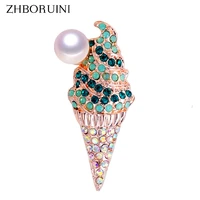 zhboruini 2019 new natural pearl brooch creative ice cream corsage pearl pin freshwater pearl jewelry for women gift accessories