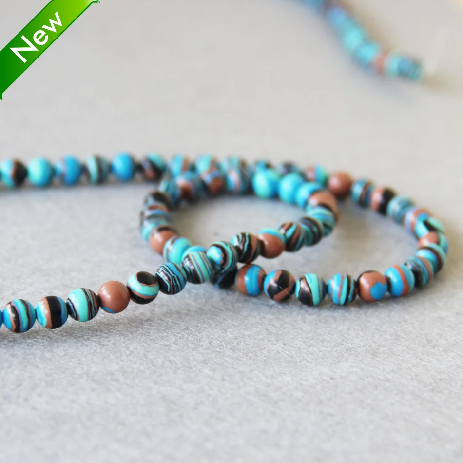 

6mm Blue strip Multicolor Turkey stone beads stripe loose beads 15" 2pc/lot Jewelry making design wholesale