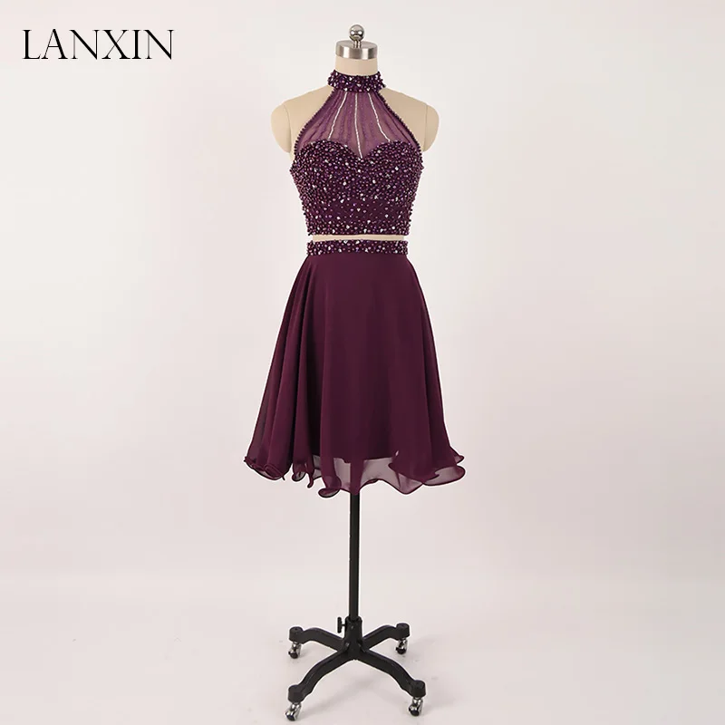 Короткие фиолетовые платья из двух предметов для девочек подростков на