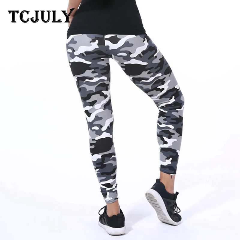 Женские камуфляжные леггинсы TCJULY эластичные по щиколотку для фитнеса в стиле