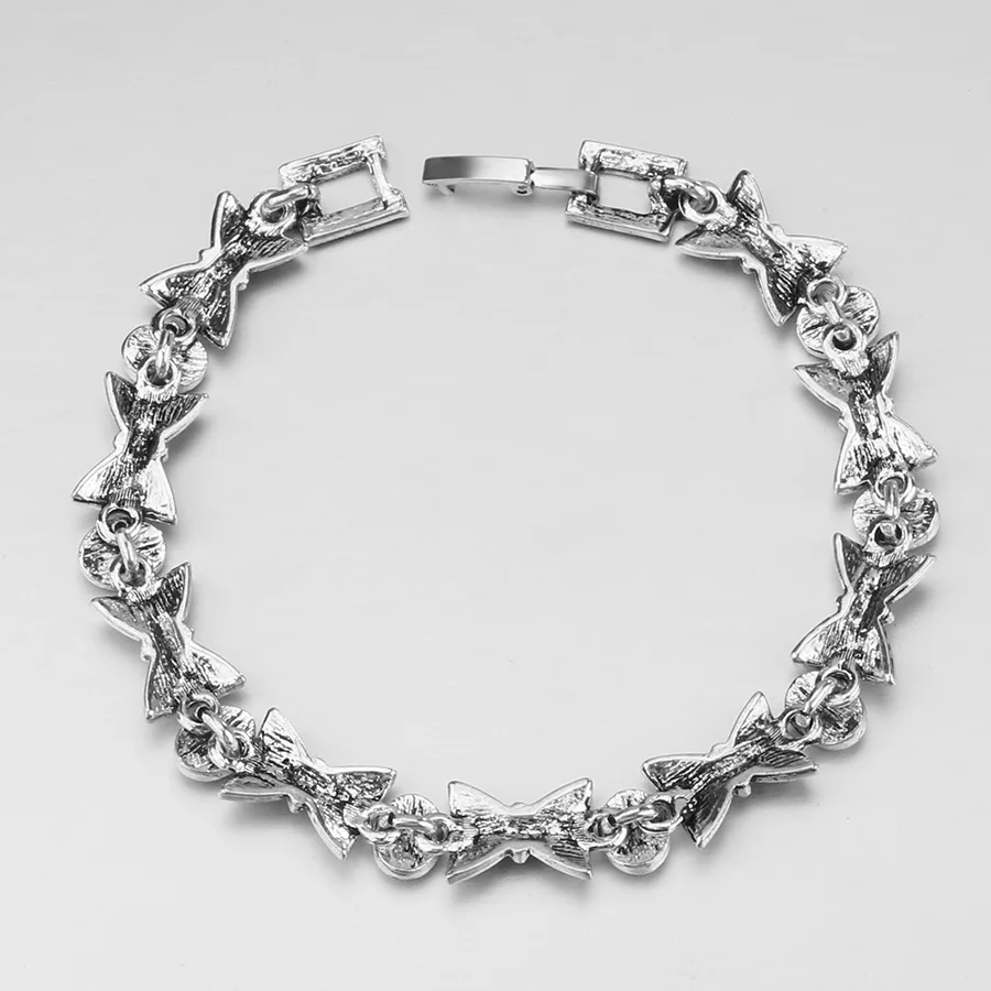 Лидер продаж браслеты с бантом и для женщин серебряный цвет инкрустация из смолы