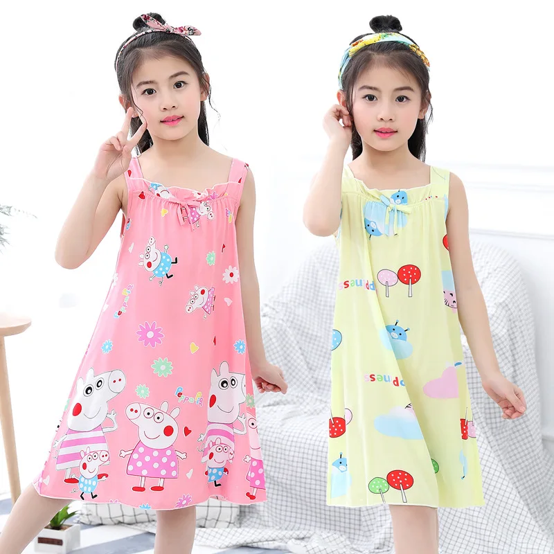 New Summer Children's Cotton Sleeper Little Girl Princess Dress Dressing Girls Clothing Hello Kitty Vestidos | Детская одежда и