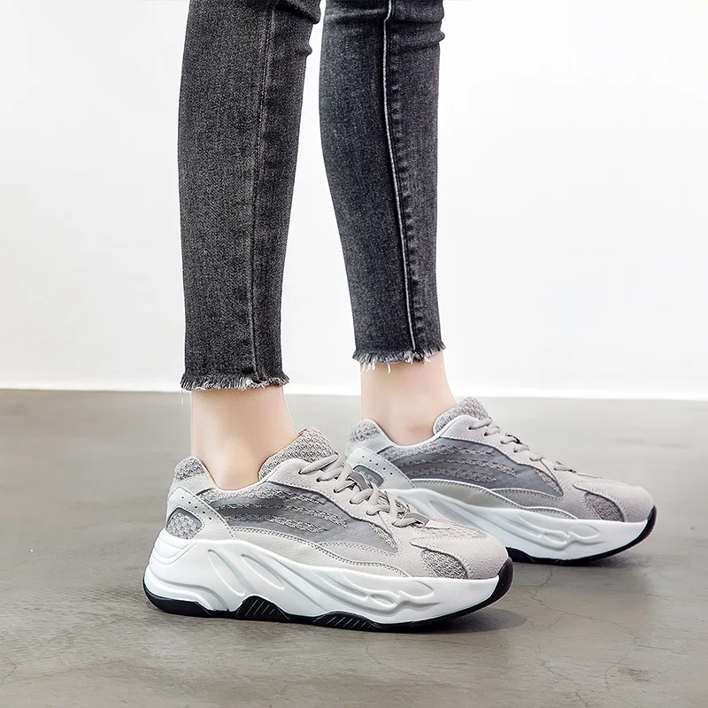 Женские кроссовки на платформе Moda Mujer Zapatos дизайнерская обувь шнуровке весна 2019 |
