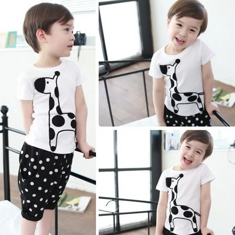Летние Детские комплекты одежды комплект из 2 предметов для маленьких мальчиков