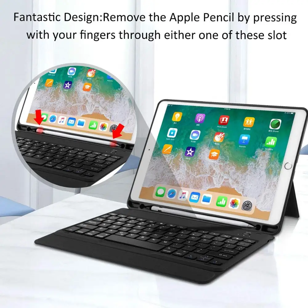 Для iPad mini 5 7 9 чехол клавиатура с держателем карандашом умный для Air 3 10 6th Pro 11 12 2018