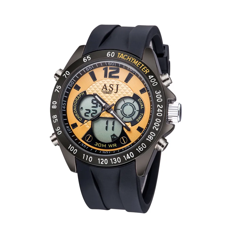 Топ бренд ASJ новые мужские модные спортивные часы повседневные кварцевые