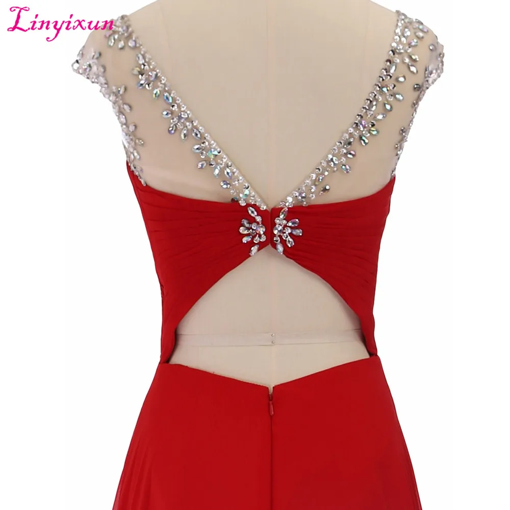 Linyixun Real Photo vestido de festa longo Sparkly Beaded Long Prom Dresses 2017 Sexy Backless A Line Evening Party Gowns | Свадьбы и