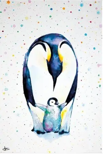 Watercolour Penguin Marc Allante SILK POSTER Decorative Wall painting 24x36inch | Дом и сад