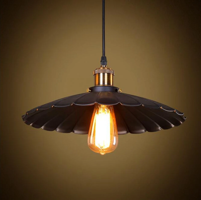 

LukLoy Pendant Light Lamp Shade, Metal Industrial Lighting Retro for Kitchen Barn Dinning Room Decor, E27 Rust Iron Finish
