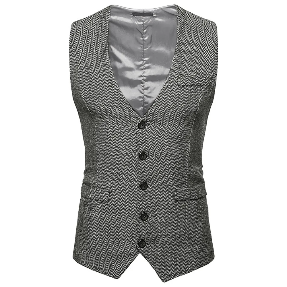 Высокое качество Мужская жилетка Формальные для бизнес на каждый день Slim Fit жениха и для праздников и свадебных торжеств, жилет элегантный смокинг Chalecos Para Hombre 1