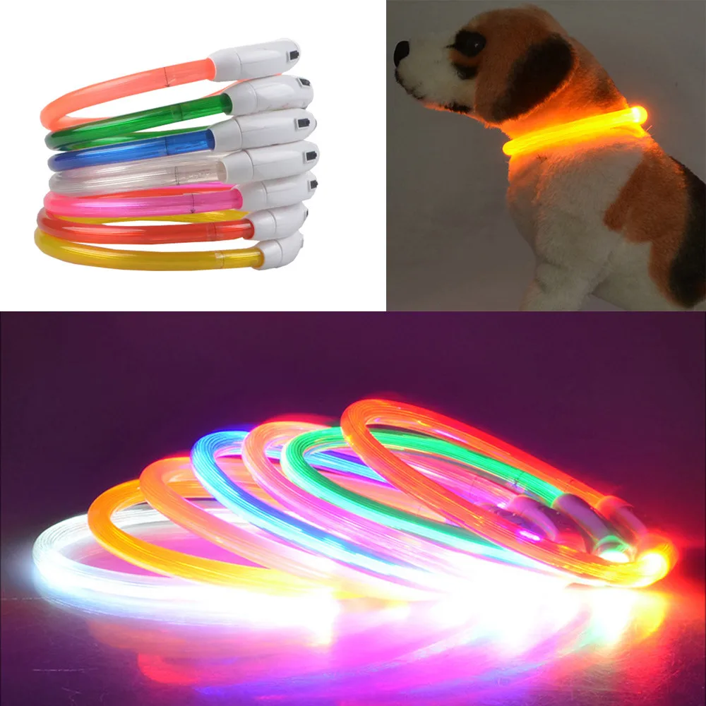 Pet Shop Dog Accessorios Rechargeable USB Collar Waterproof LED Flashing Light Band Safety modern light collier chien@22 |