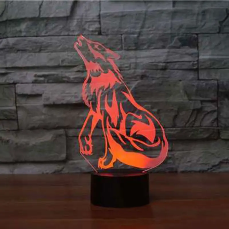 

Lying wolf theme 3D Lamp LED night light 7 Color Change Touch Mood Lamp Christmas present Dropshippping