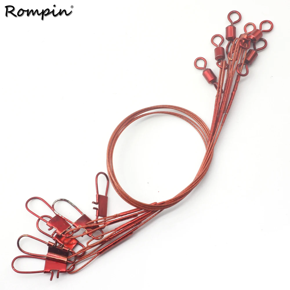 

Rompin 6pcs/lot 9'' 30LB heavy duty wire leaders red color fishing line with Swivel Snap Trace Accessory