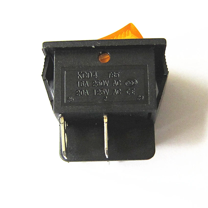 1pc Latching Rocker Switch Power 31x25mm I/O 4 Pins With Light 16A 250VAC 20A 125V/AC KCD4 DPST Yellow Boat | Обустройство дома