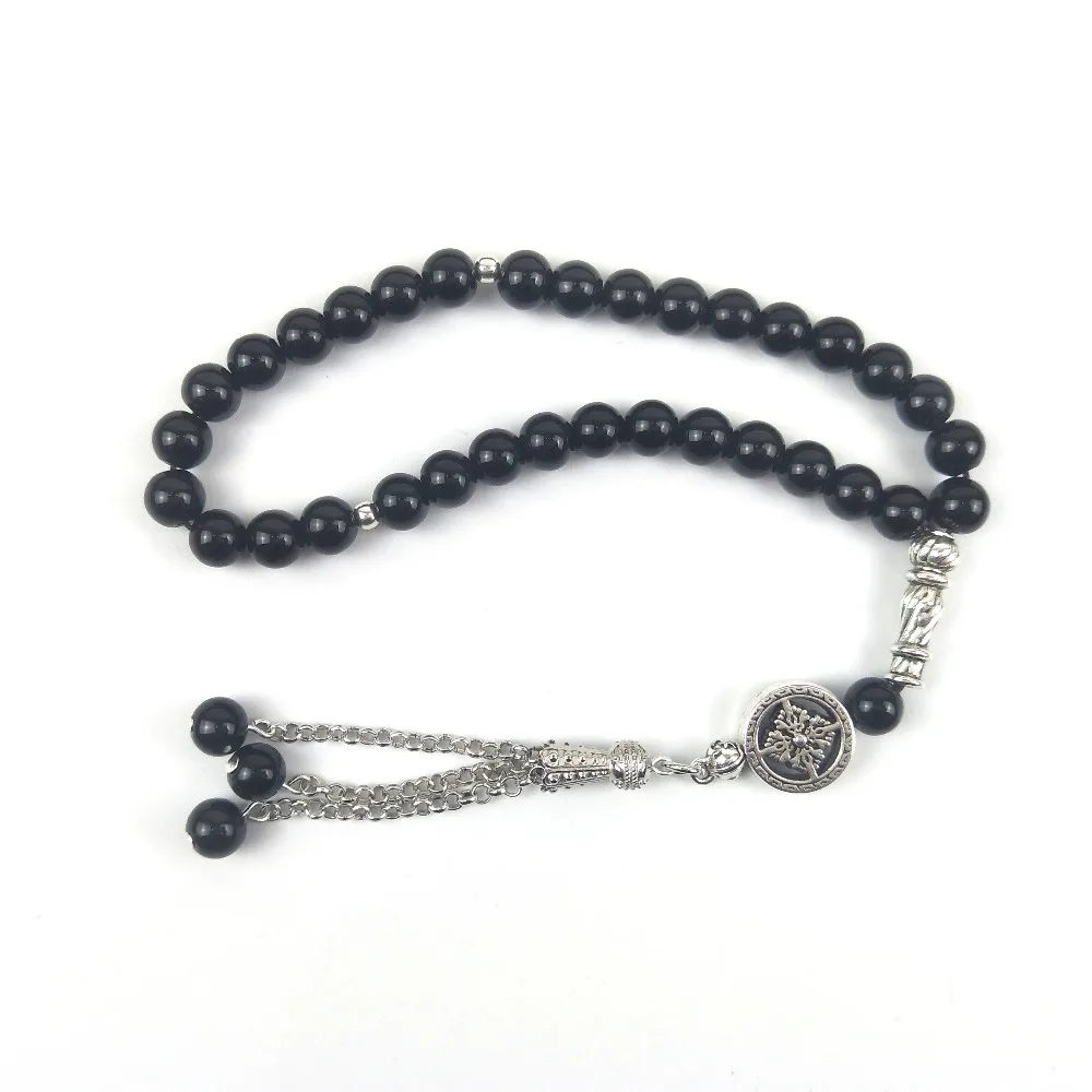 Натуральный оникс 8 мм камень мусульманская молитва бусы исламский Tasbih Бог