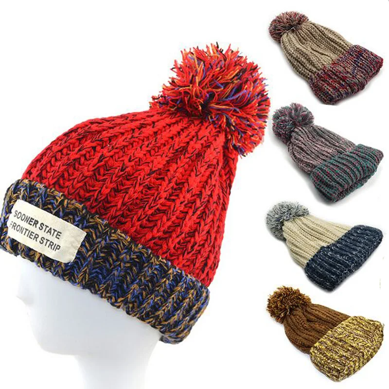 Корейские модные шляпы Gorros новый стиль вязаная Лоскутная шапка бини для женщин