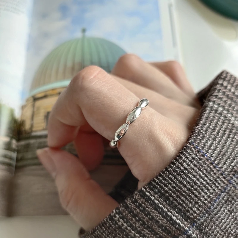 LouLeur 925 sterling silver Olive rings minimalist texture 2019 new Korea open for women fashionable jewelry gift | Украшения и