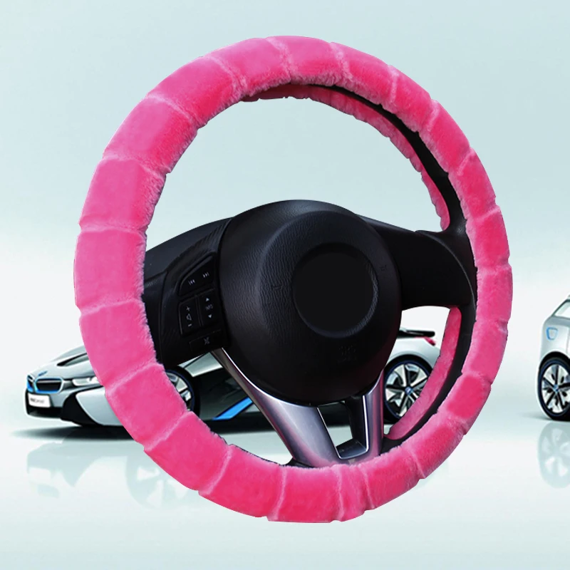 

2017 New Arrivals Black Purple Red Girls Plush Car Steering Wheel Cover/Winter Warm Universal braid on the steering-wheel of car