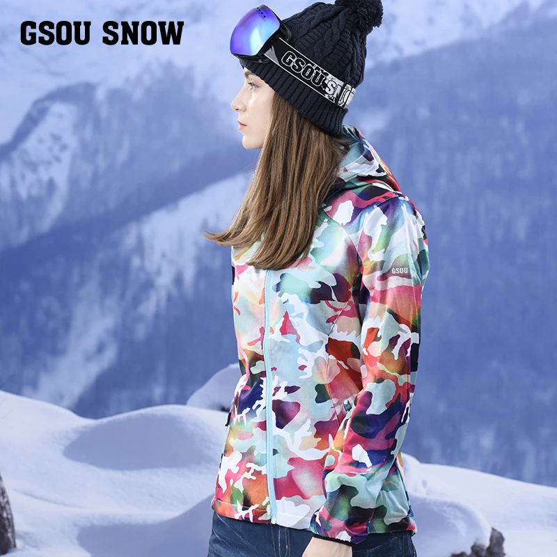 Gsou Snow 2017 Новый лыжный костюм жилет доска Лыжная куртка одежда ветрозащитная