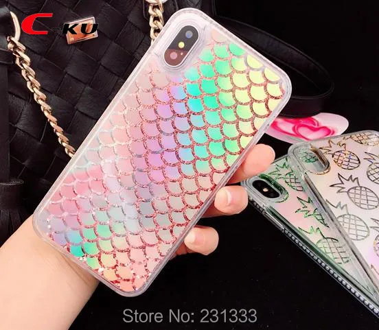 C ku для Iphone X 8 7 Plus I7 6 6S I6 IphoneX алмазное блестящее лазерное покрытие мягкий TPU PC