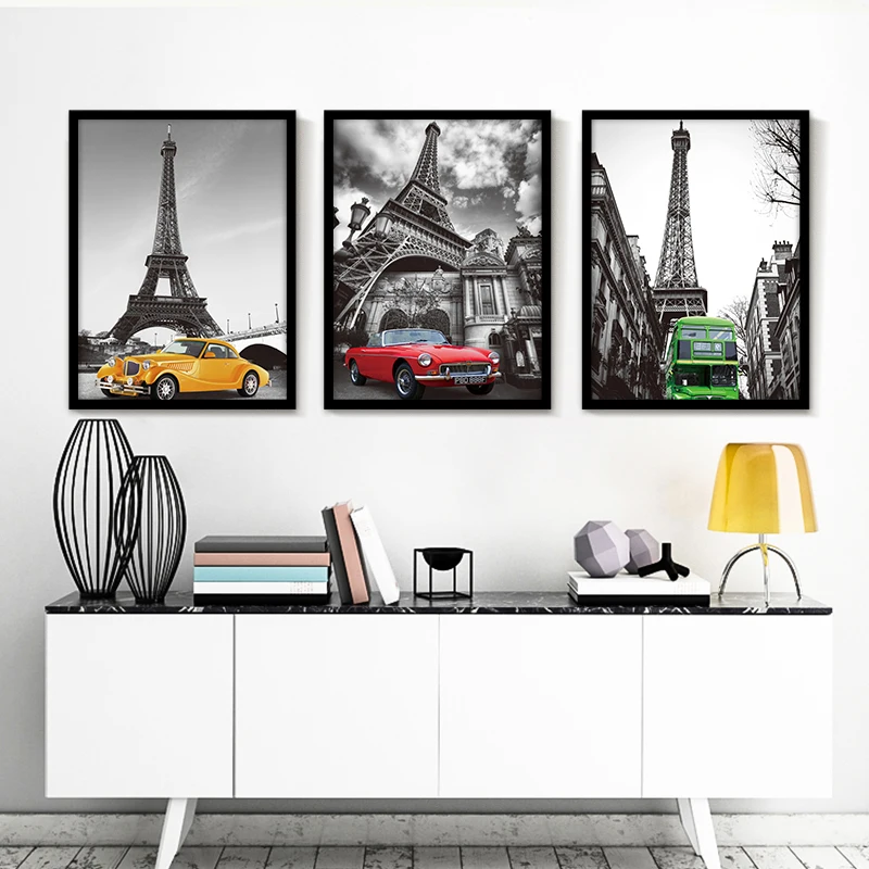 Современная Абстрактная на холсте художественная живопись Эйфелева башня