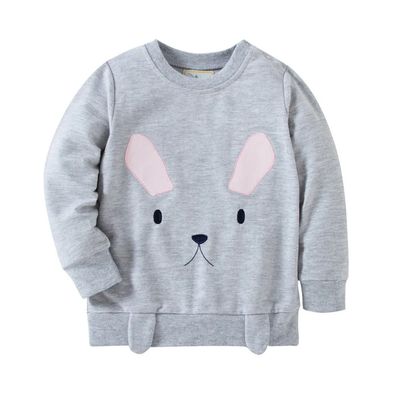 T3753 GREY Animals Jumping/Новое поступление; толстовки для маленьких девочек; сезон зима-весна-осень; детские толстовки с аппликацией; свитер с длинными рукавами; детская футболка; одежда - Цвет: T3753 GREY Animals