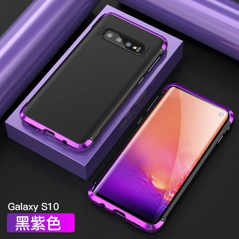 Алюминиевый металлический чехол для samsung Galaxy S10 Plus S 10 чехол с пряжкой гибридная жесткая задняя панель из поликарбоната Coque для Galaxy S10 Plus Fundas - Цвет: Purple Black