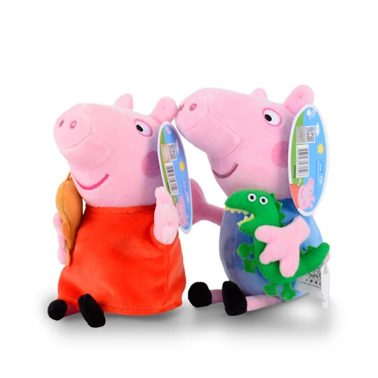 2 Pcs With Pet 2 шт./компл. Пеппа свинка Джордж» на каблуке 19 см животных Мягкие плюшевые игрушки мультфильм Семья друг свинья вечерние куклы для детей подарок на день рождения - Цвет: 2 Pcs With Pet