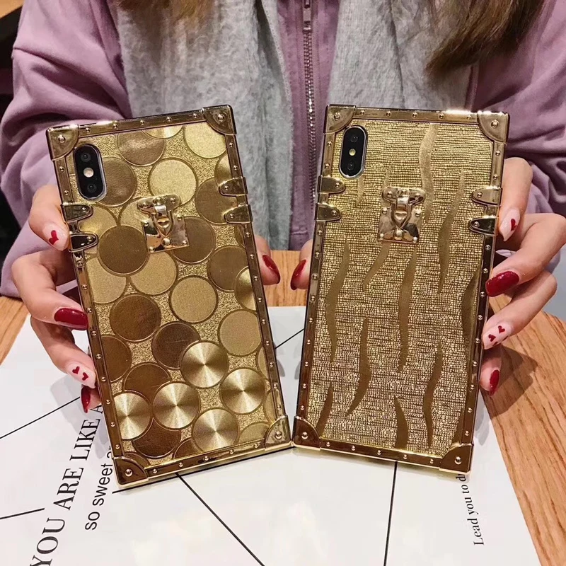 Роскошный брендовый квадратный Платиновый золотой чехол для телефона Samsung Galaxy S8