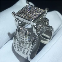 choucong luxury promise ring pave aaaaa cz stone 925 sterling silver court wedding band rings for women men wholesale jewelry