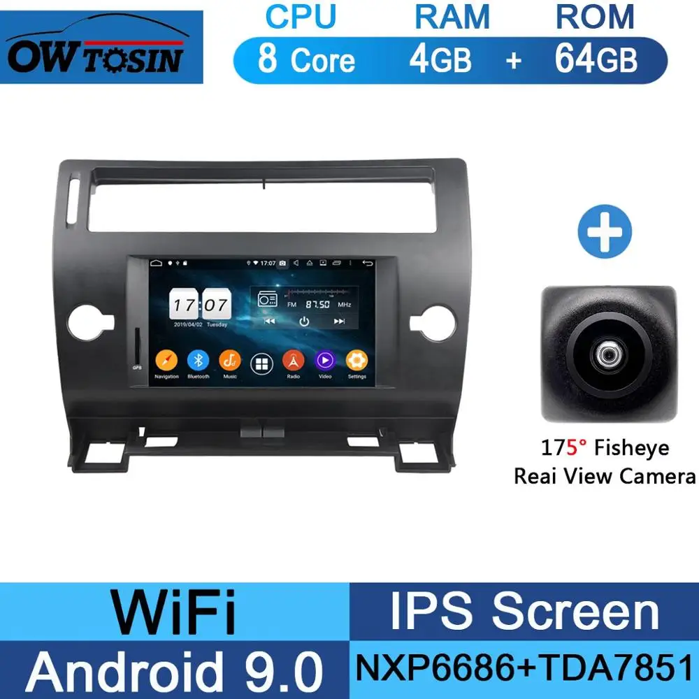 " ips 8Core 4G+ 64G Android 9,0 Автомобильный DVD Радио gps для Citroen C4 Quatre Триумф 2004 2005 2006 2007 2008 2009-2012 DSP CarPlay - Цвет: 64G Fisheye Camera
