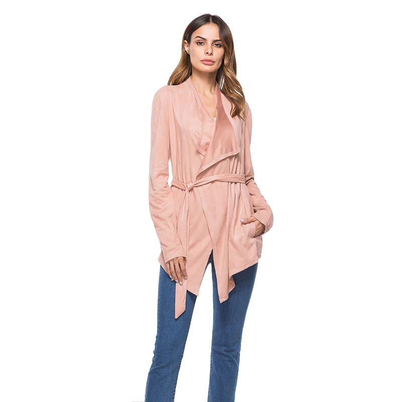 Куртка бомбер женская из искусственной замши с длинным рукавом 2 цвета|coat slim|long