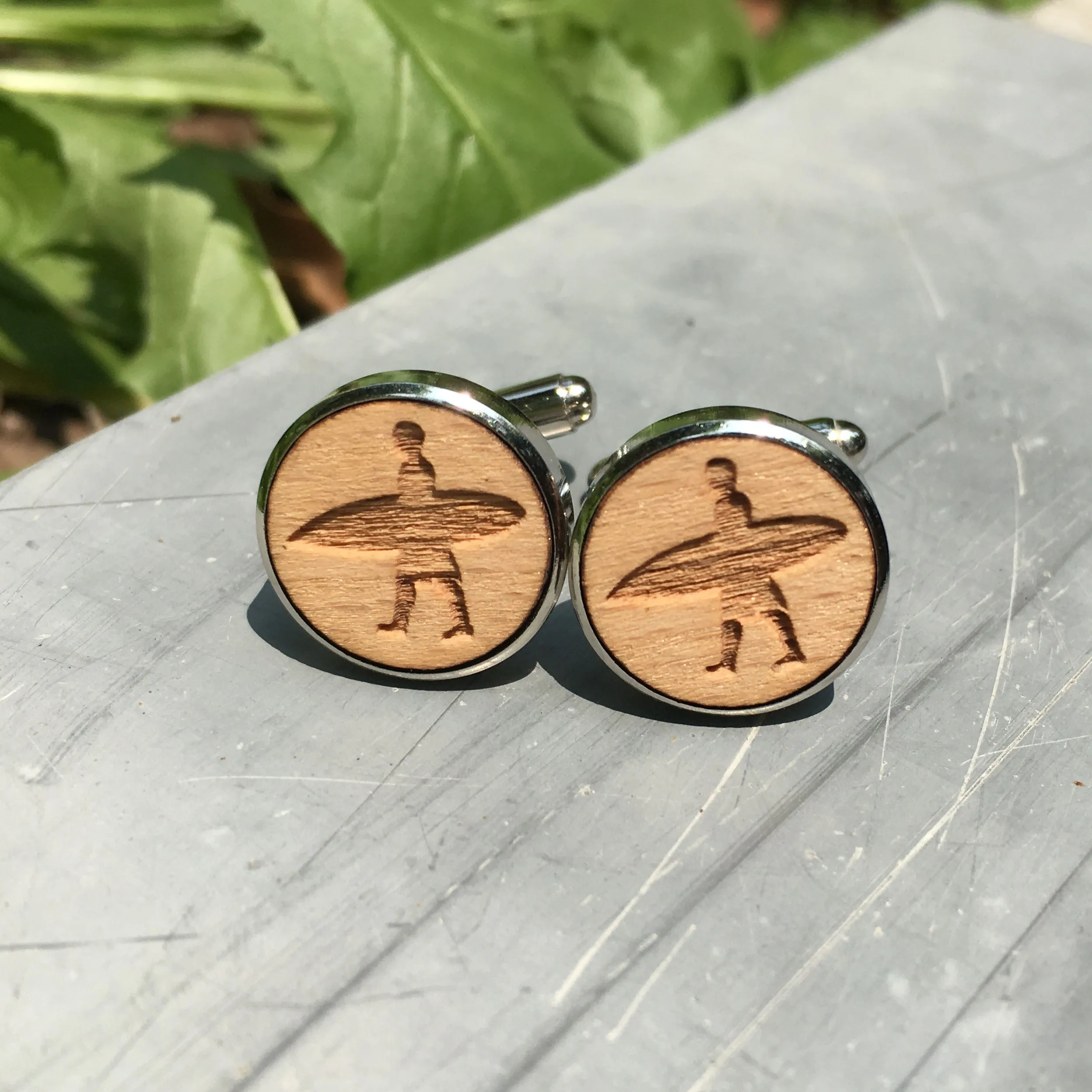 Surfer Laser Cut запонки Dude groommen подарочные жениха серфинга деревянные Запонки