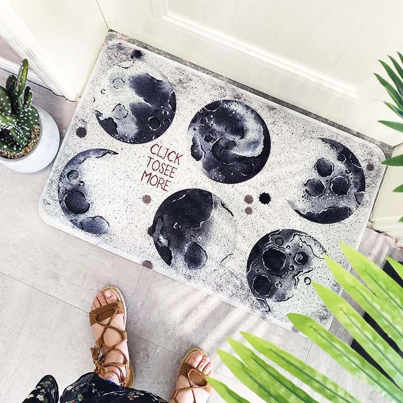 ПВХ шелковые петли пыли коврик с рисунком Rugs Черный, серый цвет космического пространства Moon уличный коврик коврики скребок для обуви для Ванная комната коврики