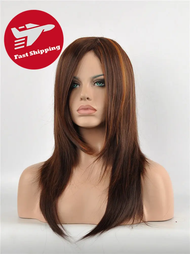 song wig.02470 good Women Lady Heat Brown Long Pretty Cosplay Party Straight Full Hair Wigs |
