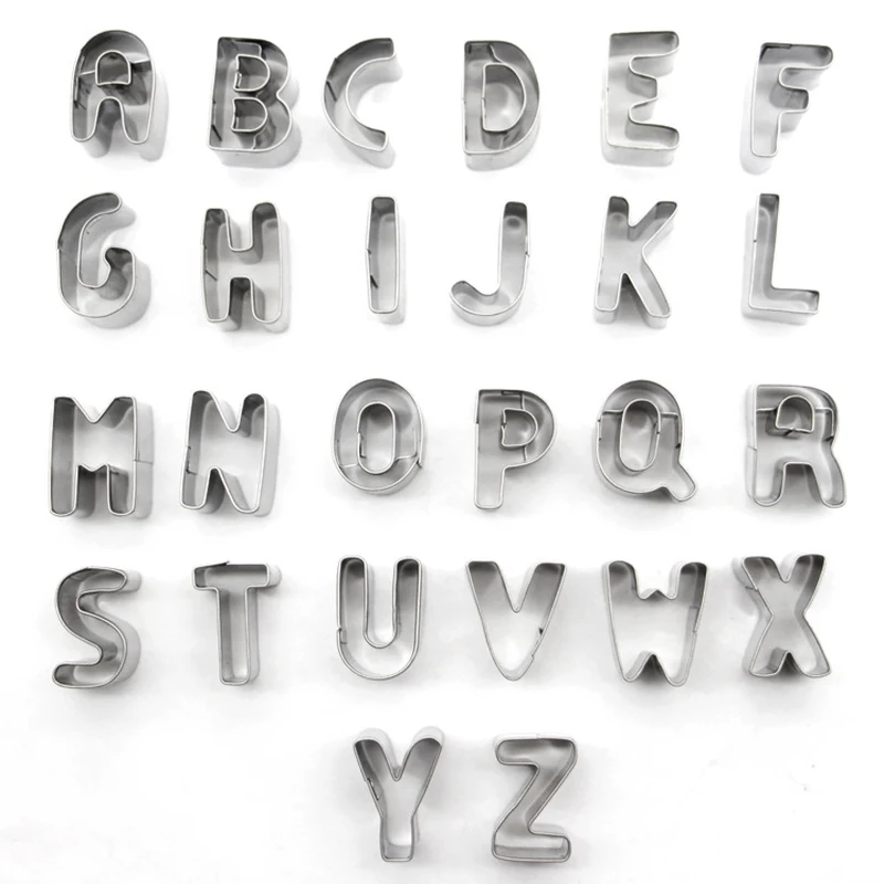 26 Letters Stainless Steel Cookie Cutter Alphabet Biscuits Mold Pastry Shaper Mould Baking DIY Fondant Wedding Decoration Tool | Дом и сад