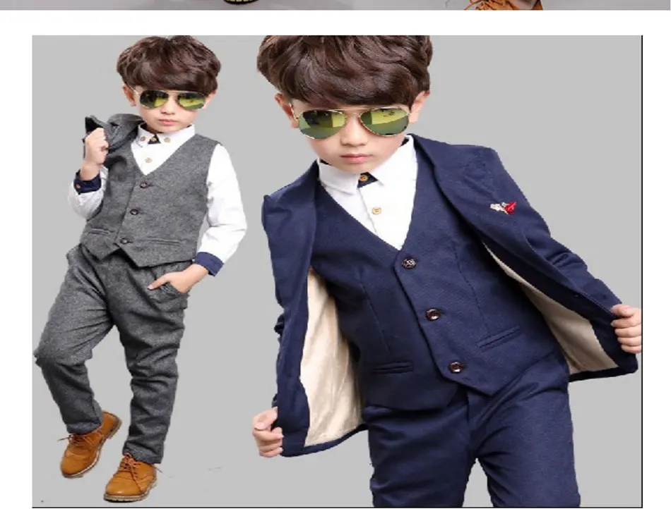Spring And Fall Formal Children Boy Suit Boy Custom Suit Dress Costume Boy Wedding Children's Wear Three-Piece Set