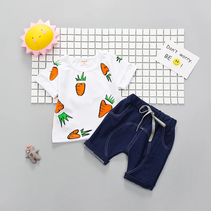 Carrot Baby Clothes Summer Boy Girl T-shirt/vest + Shorts 2pcs/sets Toddler Cotton Clothing Children Fashion Casual Active Suits | Детская