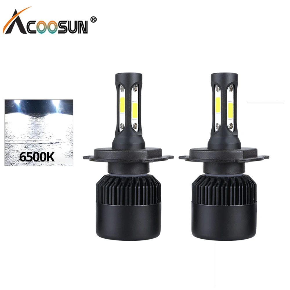 Acoosun светодиодный H1 H4 H7 12 V авто фар лампа 72 W фары для 8000LM свет 9005 9006
