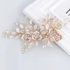 Зажим для волос ручной работы, с золотыми Австрийскими кристаллами, стразы, цветочные листья, свадебные аксессуары для волос