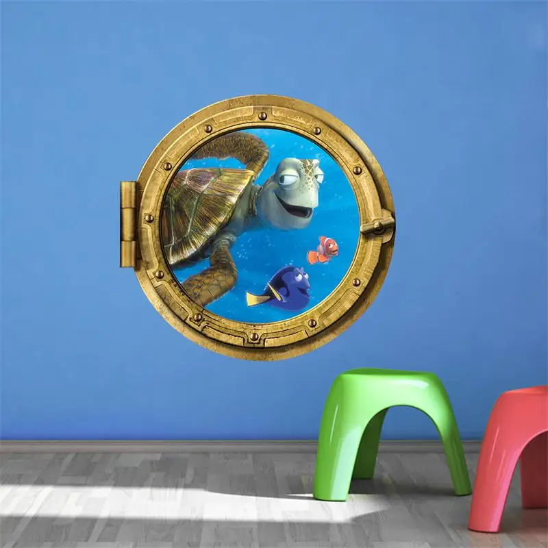 Милый мультфильм Коралловая рыба черепаха Морской Мир животных 3D окно подводной
