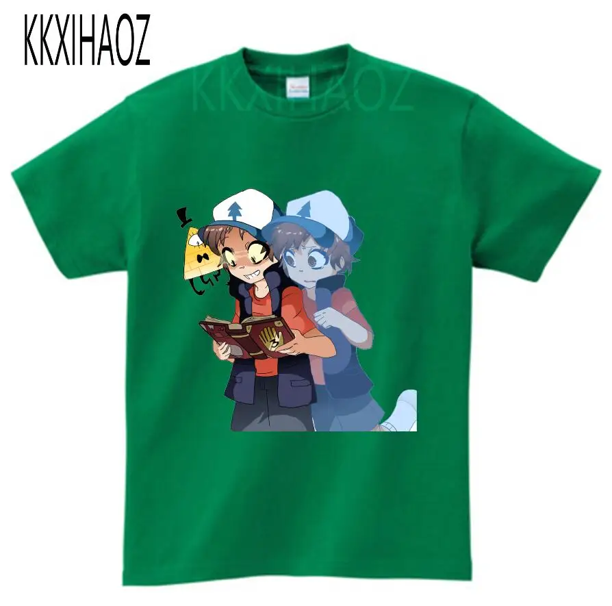 green childreT-shirt Футболка с рисунком Гравити Фолз Мэйбл Диппер для маленьких мальчиков и девочек детские летние топы с короткими рукавами, детская забавная Повседневная футболка, NN - Цвет: green childreT-shirt