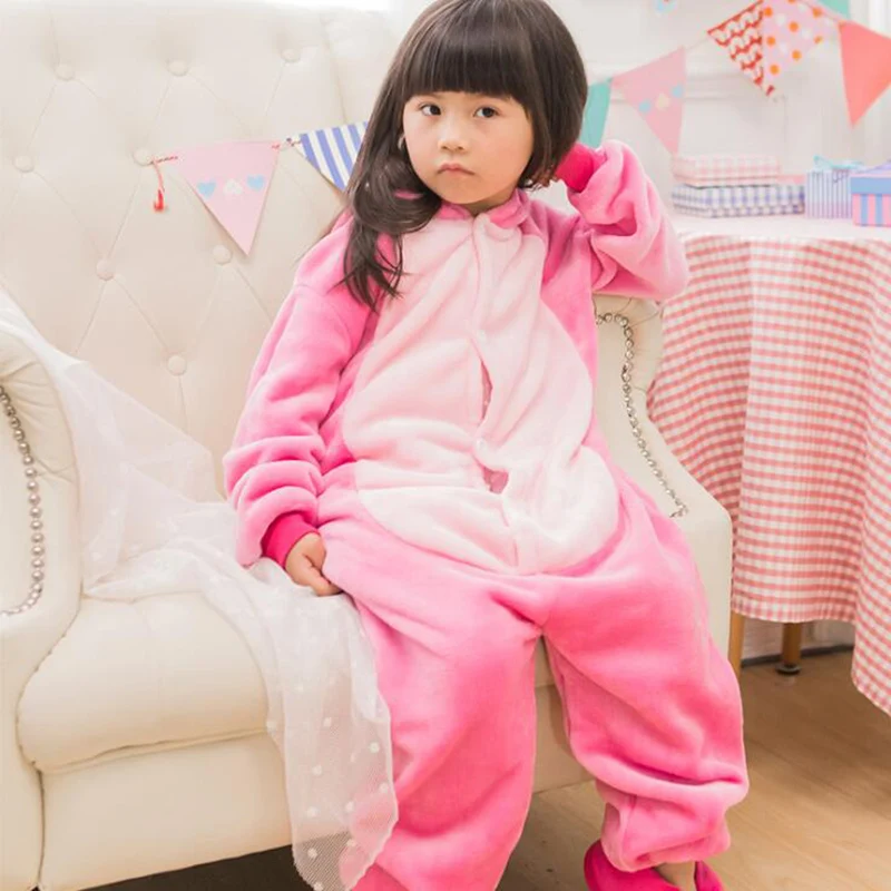 Kid Pink Stitch Cosplay Kigurumi Onesie Child Cartoon Anime Unicorn Jumpsuit Costume Girl Boy Animal Disguise Sleepwear Pajamas |