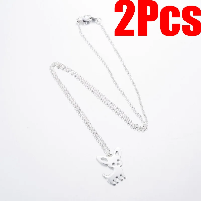 2Pcs Elk Necklaces Silver Color Pendants Deerlet Trendy Deer For Women Girl Animal | Украшения и аксессуары