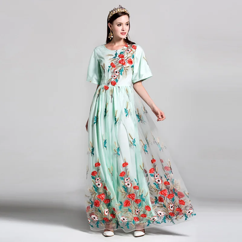 Женское дизайнерское длинное платье с цветочной вышивкой 2019|designer maxi dress|maxi