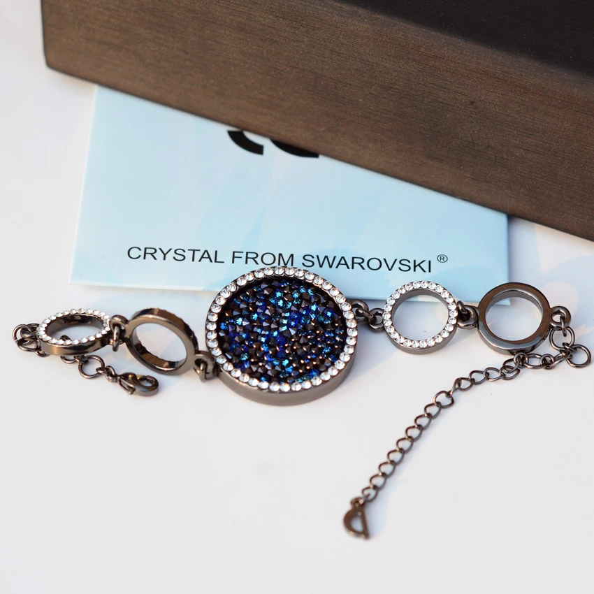 Модные браслеты для женщин с родиевым покрытием и кристаллами Сваровски Круглый