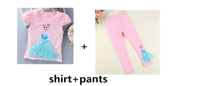 shirt and pants-8 Jargazol/детская одежда г. летний комплект одежды для маленьких девочек, кружевная юбка с рисунком принцессы Софии и Эльзы из сетчатой ткани комплекты для маленьких девочек - Цвет: shirt and pants-8