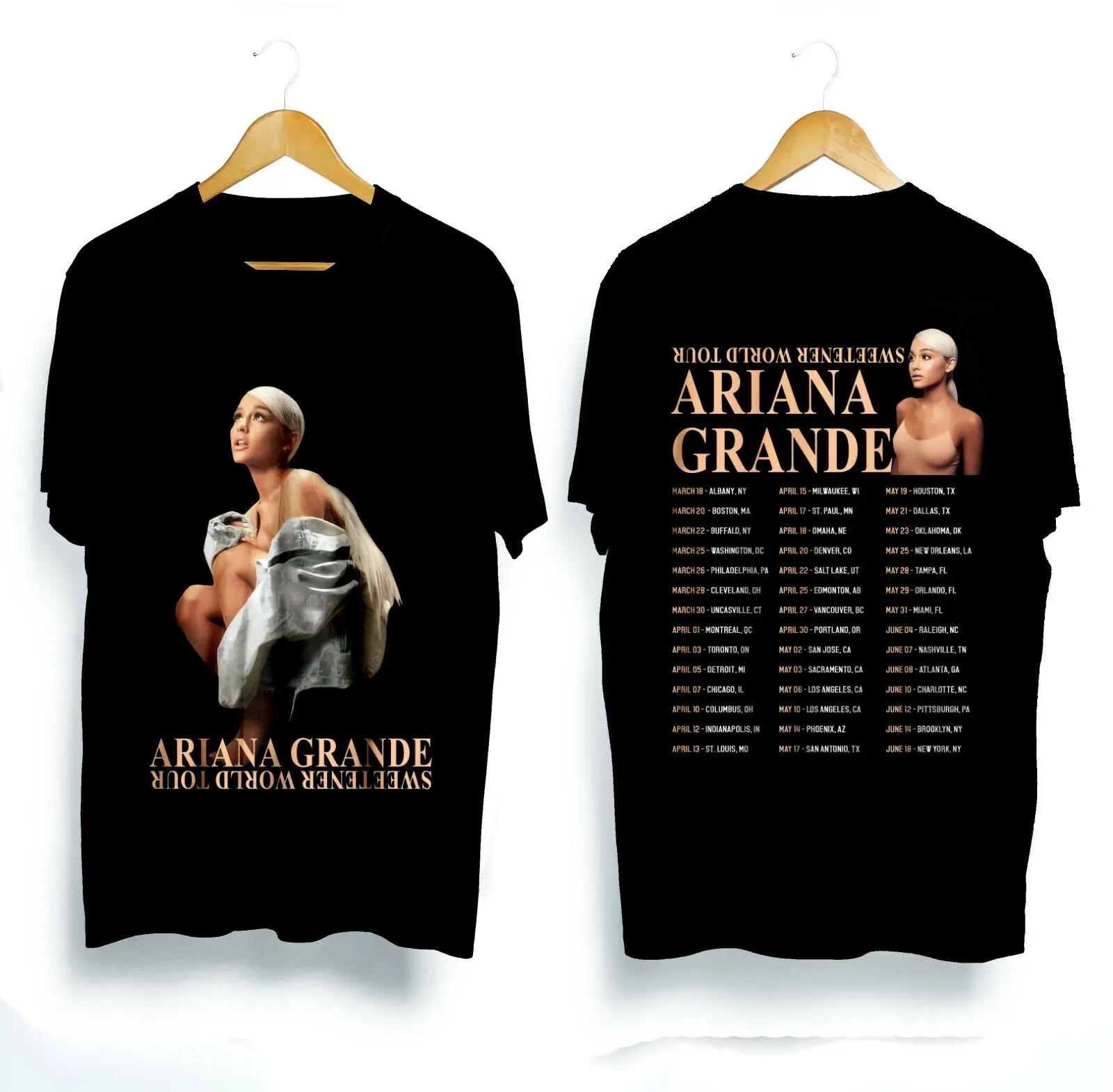 Футболка Ariana Grande с надписью Sweetener World Tour 2019 дата черная футболка перепринтом