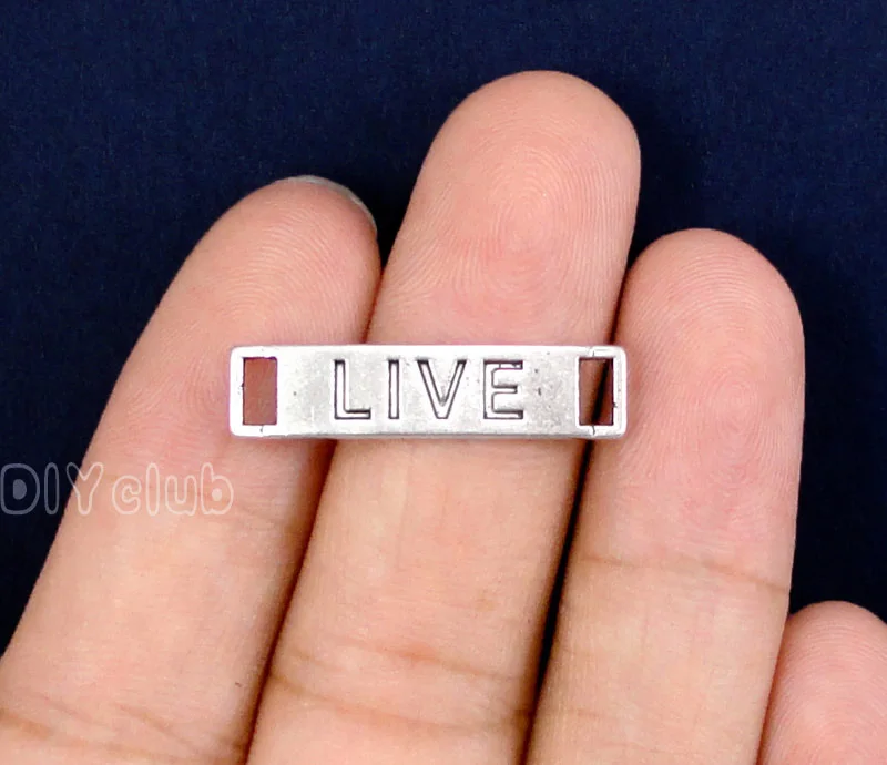 

60pcs-Antique Tibetan Silver Live Connector Charms 28x6mm